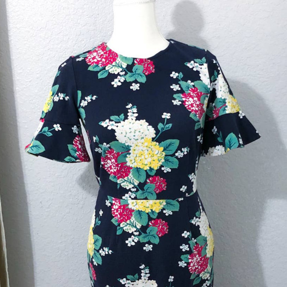 Draper James Hydrangea Row Floral Peplum Knit Ruffle Dress Size Small - Picture 3 of 8